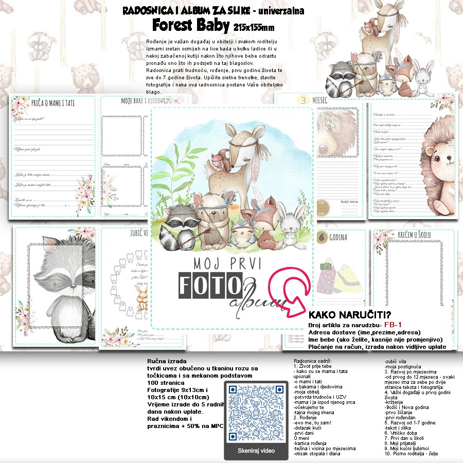 Radosnica i album za slike PINK BUNNY 215×155